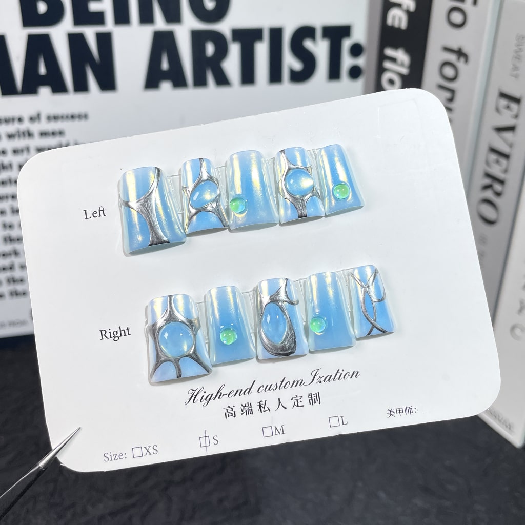 Duck nails with Blue-Sliver Cast,RJ