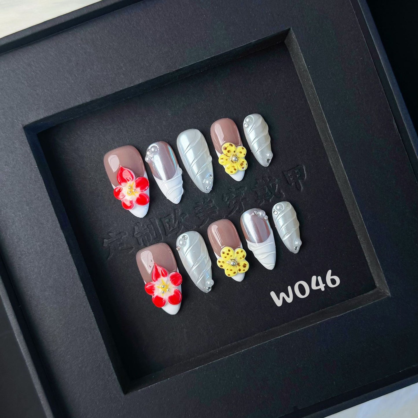 3D Flower nails with French Design,Glitter,CY