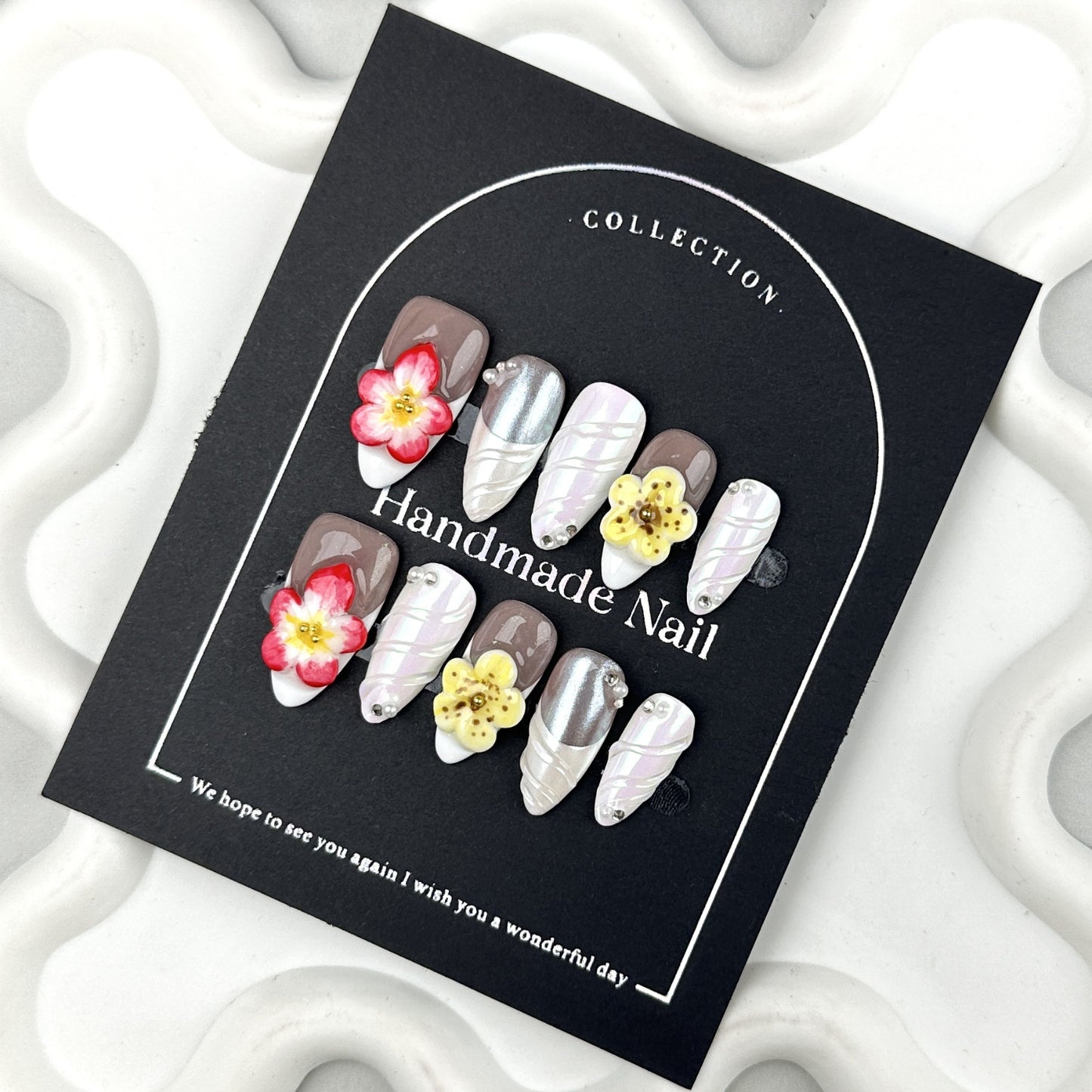 3D Flower nails with French Design,Glitter,CY