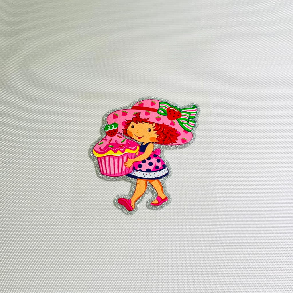 4inch Decals Shiny Glitter Cup Wraps, Water Proof,Cartoon ,Strawberry Shortcake