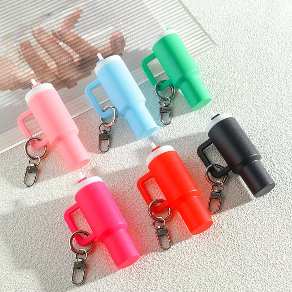 Mini Stainly Tumbler Cup keychains,Solid Color
