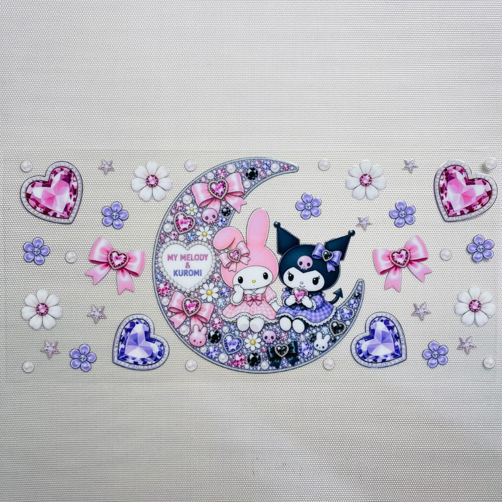 16oz UVDTF Cup Wraps, Cartoon ,Sanrio , Kuromi & Melody