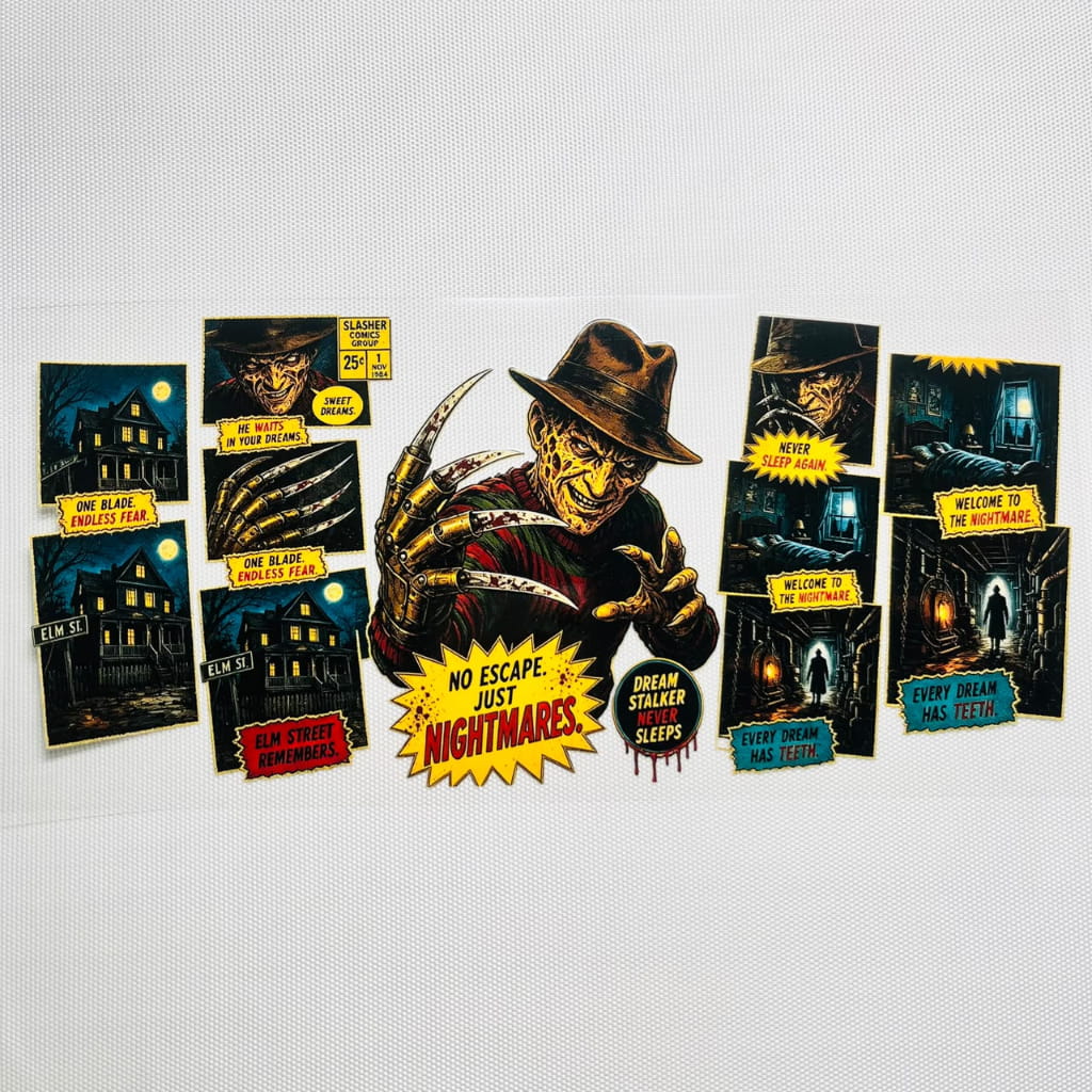 16oz UVDTF Cup Wraps, Halloween , Freddy Krueger