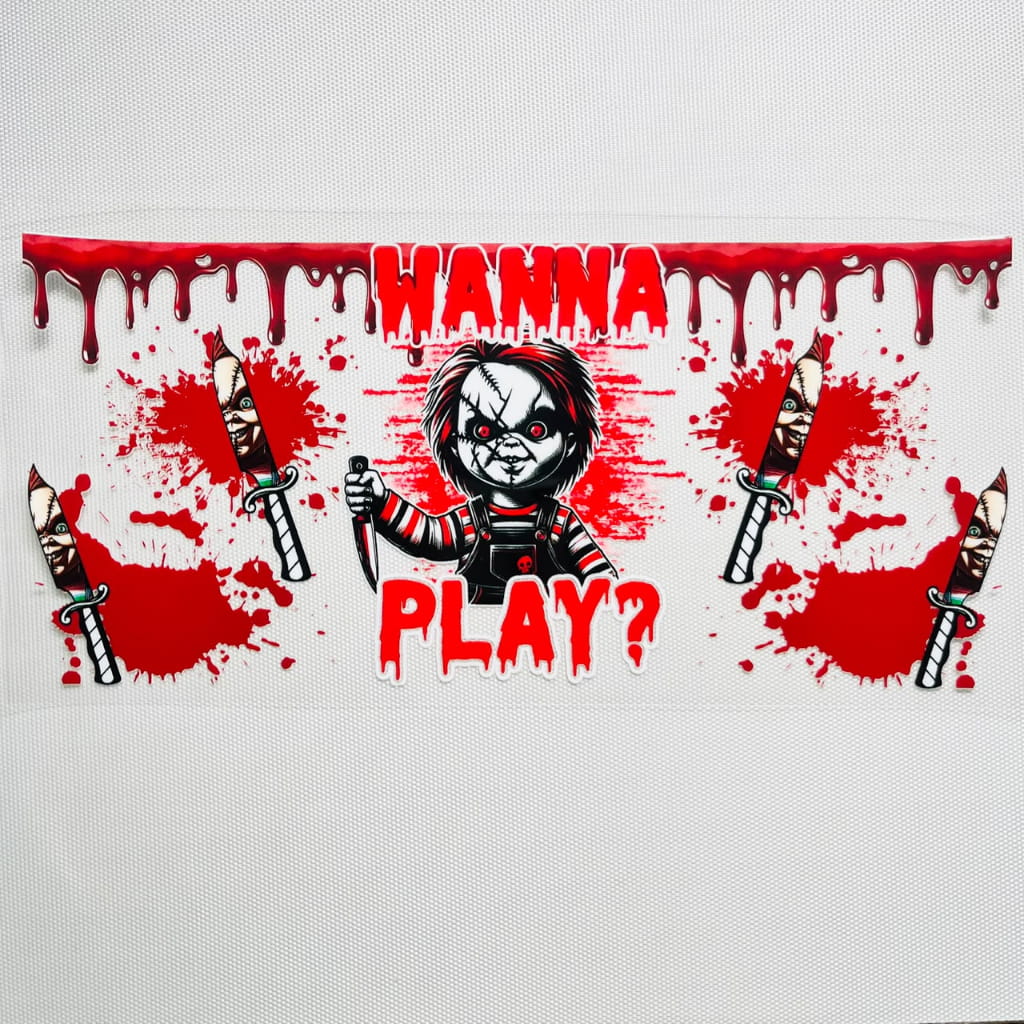 16oz UVDTF Cup Wraps,Halloween, Horroible, Spooky Vibes, Chucky