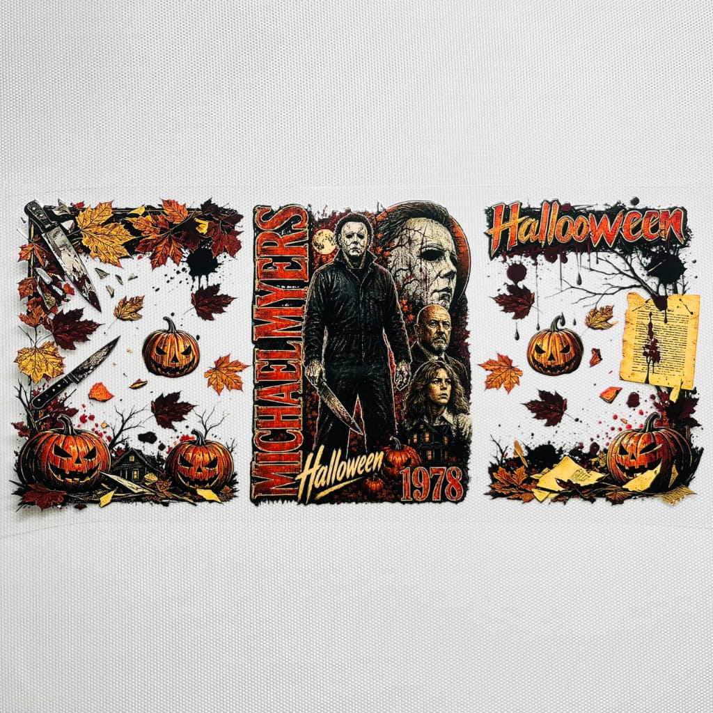 16oz UVDTF Cup Wraps,Halloween, Horroible, Spooky Vibes, Michael Myers
