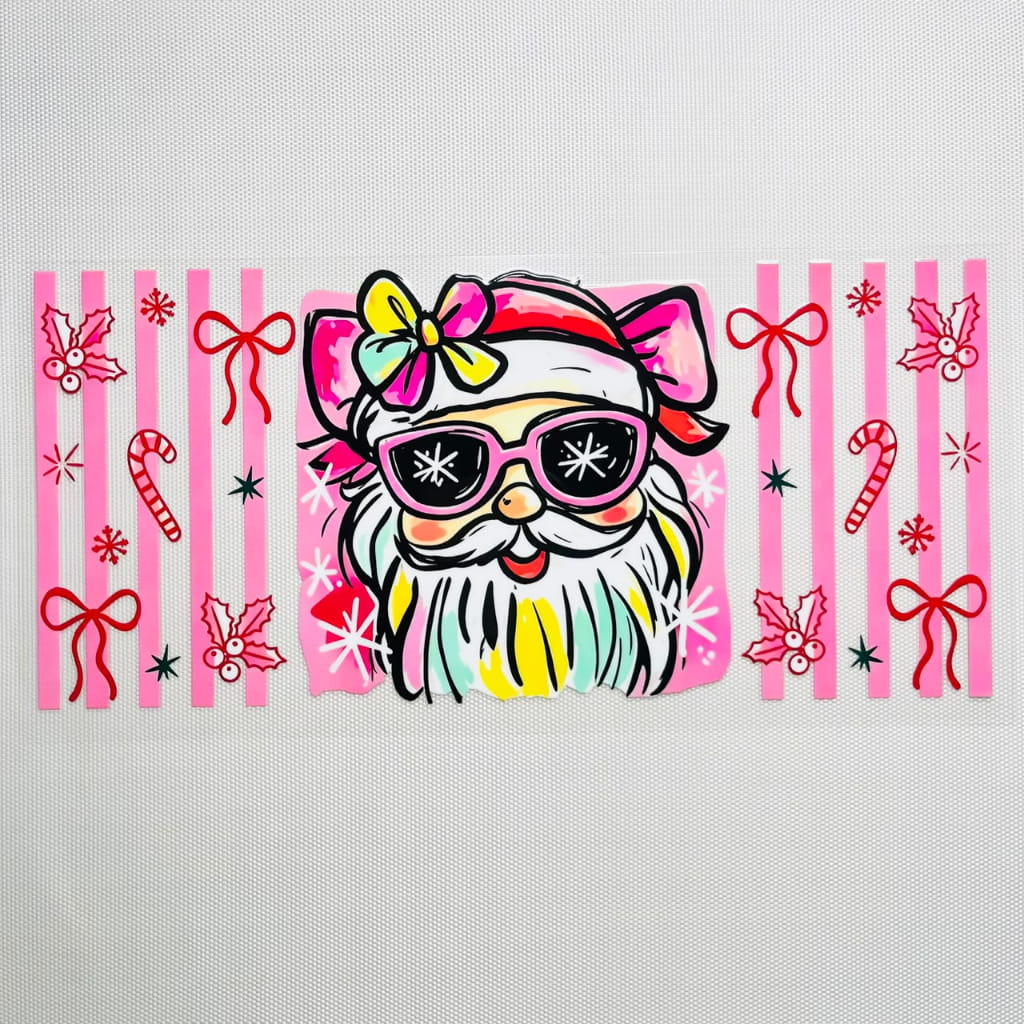 16oz UVDTF Cup Wraps, Christmas Vibes ,Santa Claus