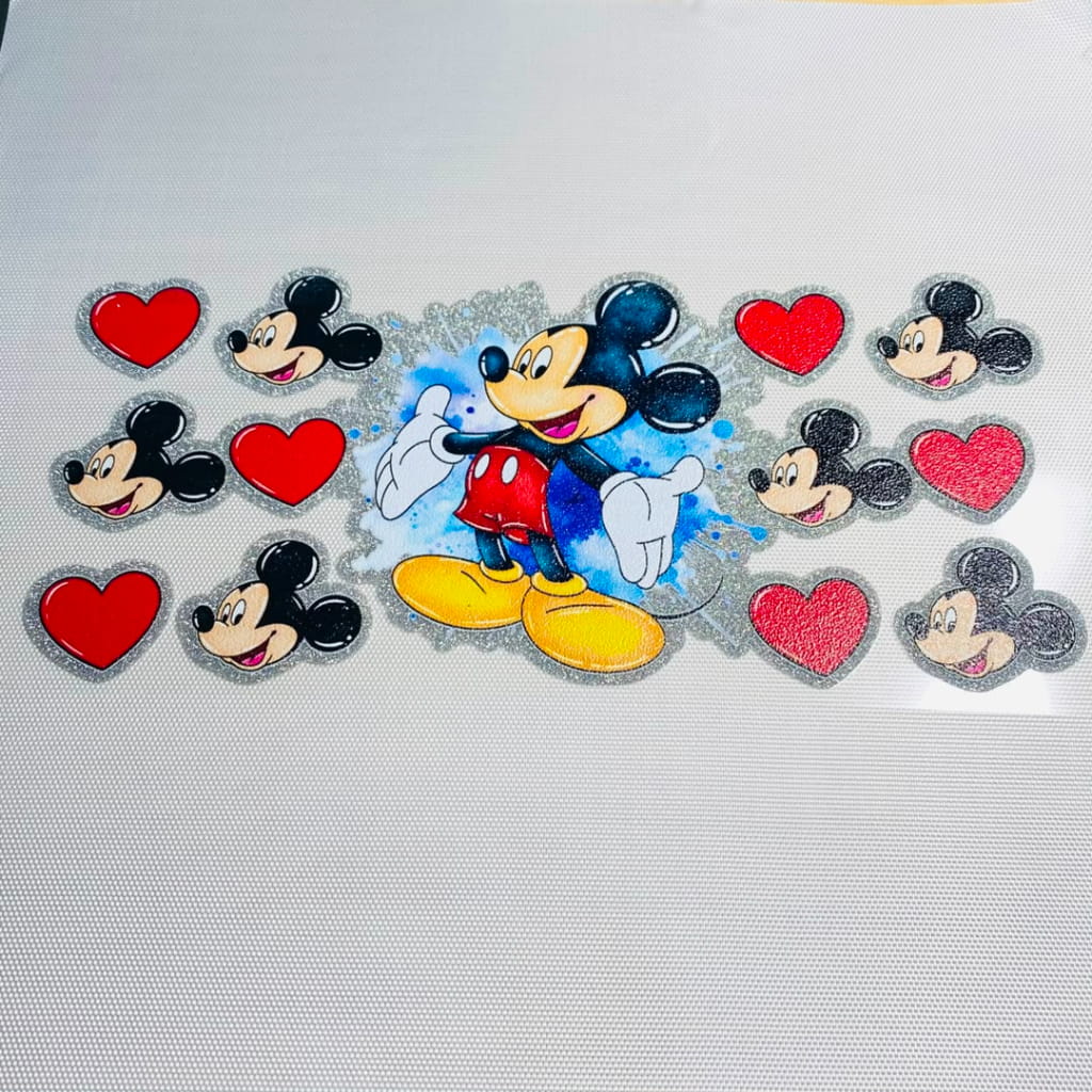 16oz UVDTF Shiny Glitter Cup Wraps, Water Proof ,Cartoon ,Micky