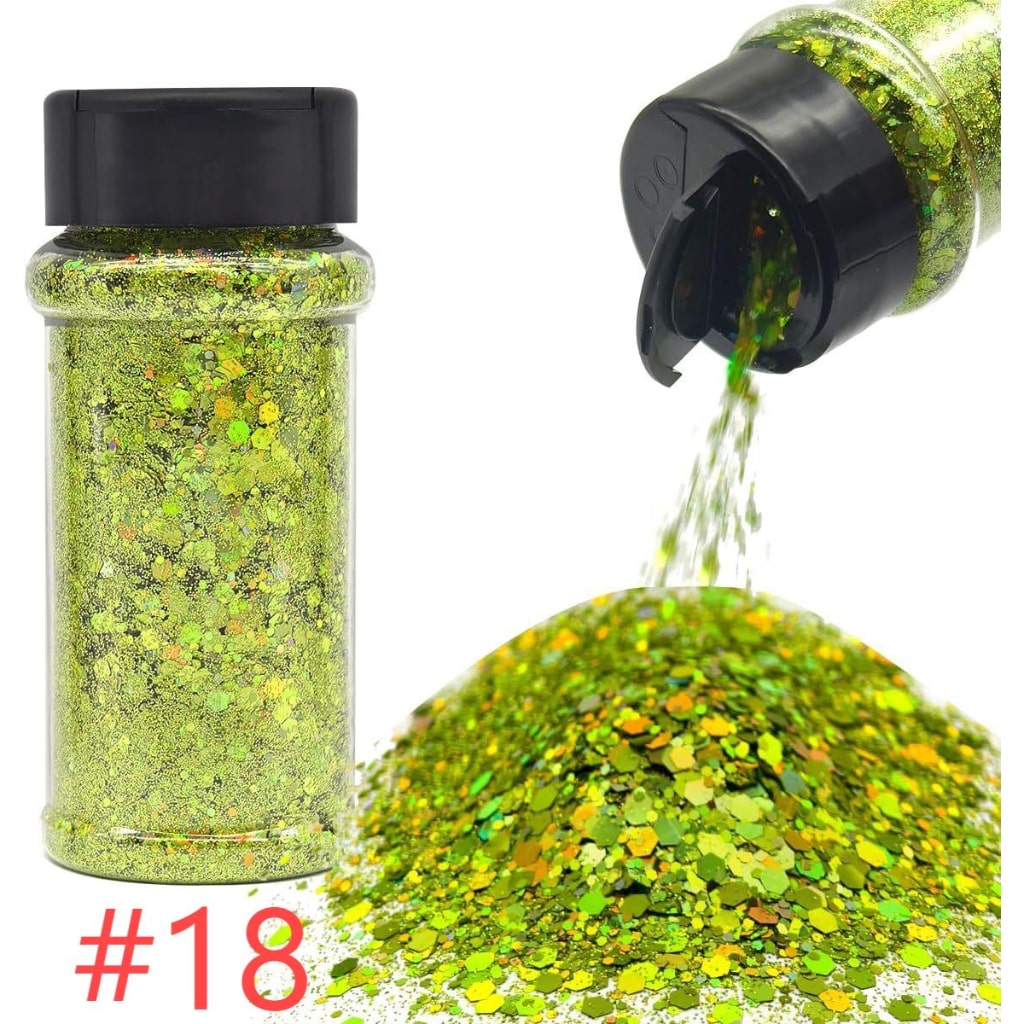 Laser/Holographic Golden Powder / Glitter Sequins For Snow Globe or DIY Items,1 bottle 57g/2floz ,18 Colors