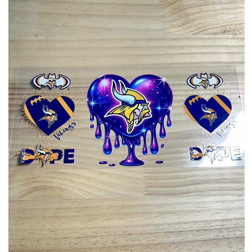 16oz UVDTF Cup Wraps,Sport, Football Teams , Vikings