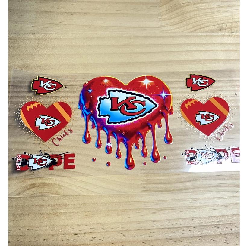 16oz UVDTF Cup Wraps,Sport, Football Teams ,Chiefs ,KC