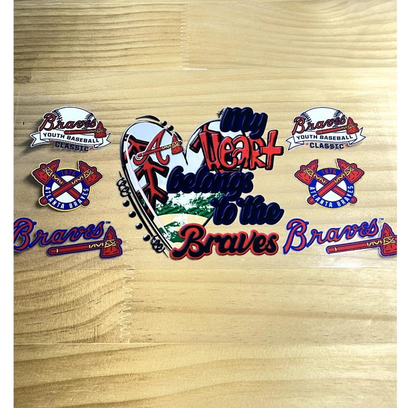 16oz UVDTF Cup Wraps,Baseball Sport Teams , Atlanta Braves