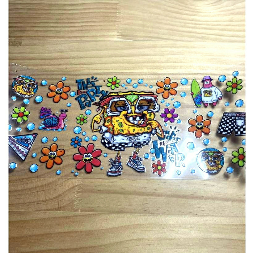 16oz UVDTF Cup Wraps,Cartoon ,Sponge Bob