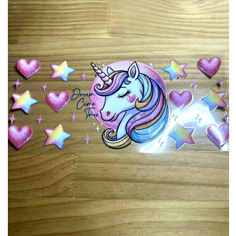 16oz UVDTF Cup Wraps, Cartoon ,Unicorn ,Heart