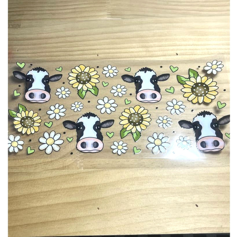 16oz UVDTF Cup Wraps ,Cow ,Sunflower