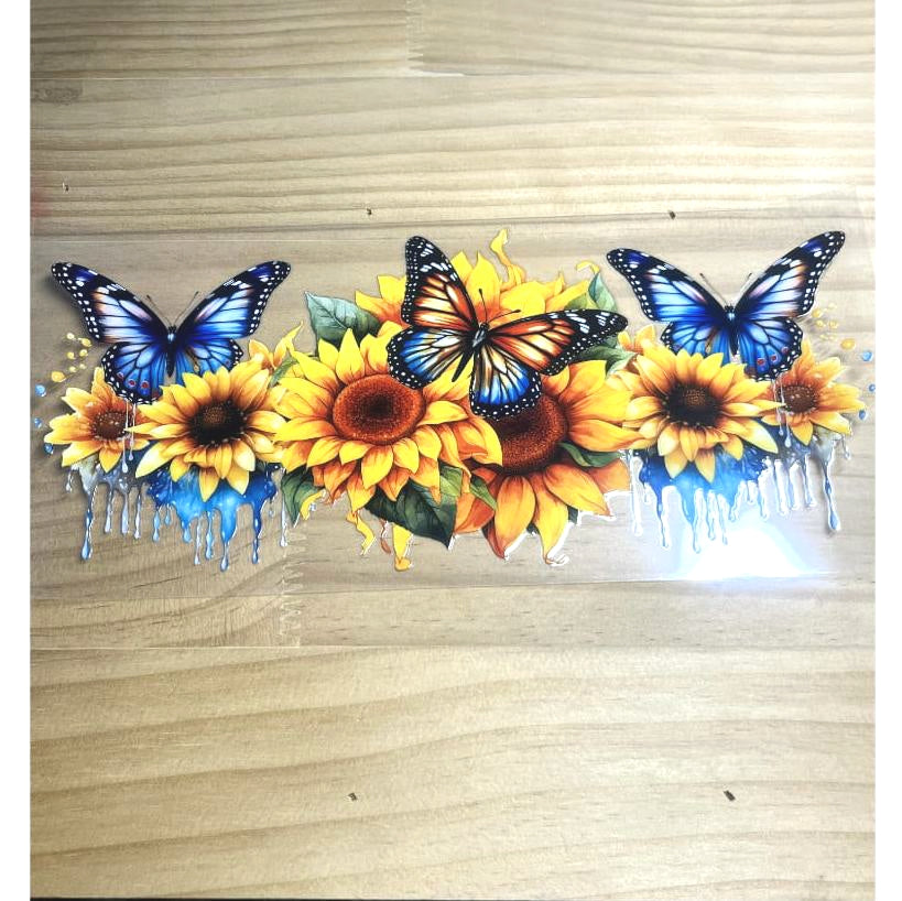 16oz UVDTF Cup Wraps, Butterfly ,Sunflower