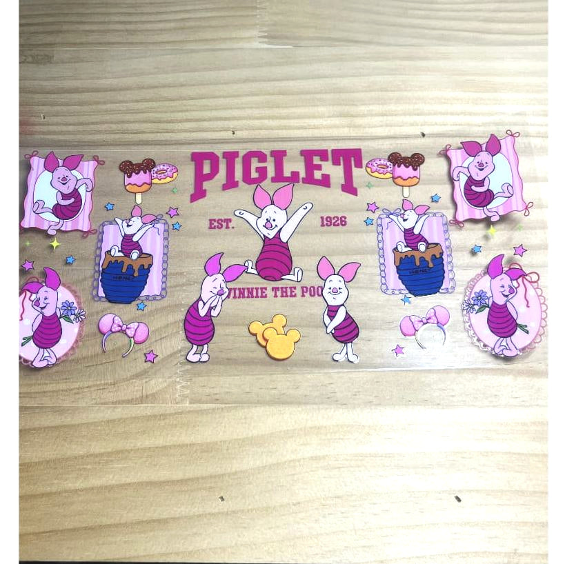 16oz UVDTF Cup Wraps, Cartoon ,Piglet