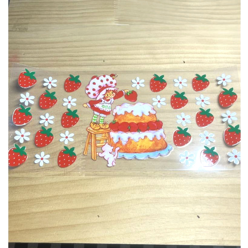 16oz UVDTF Cup Wraps,Cartoon, Strawberry Shortcake