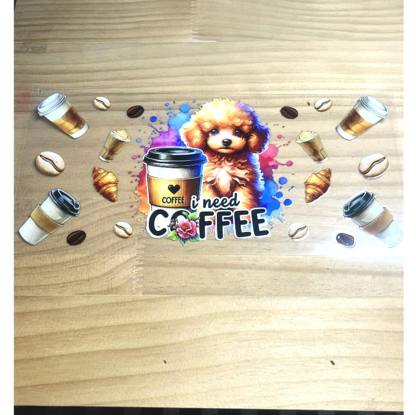 16oz UVDTF Cup Wraps, Coffee, Dog