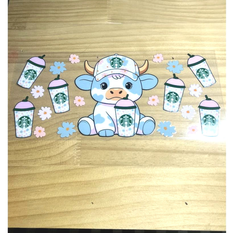 16oz UVDTF Cup Wraps ,Coffee Cow ,Starbuck