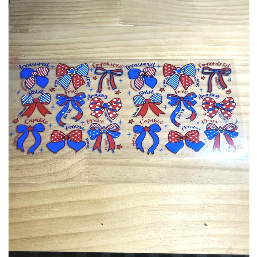 16oz UVDTF Cup Wraps, USA & America Country ,Bow & Bowknot
