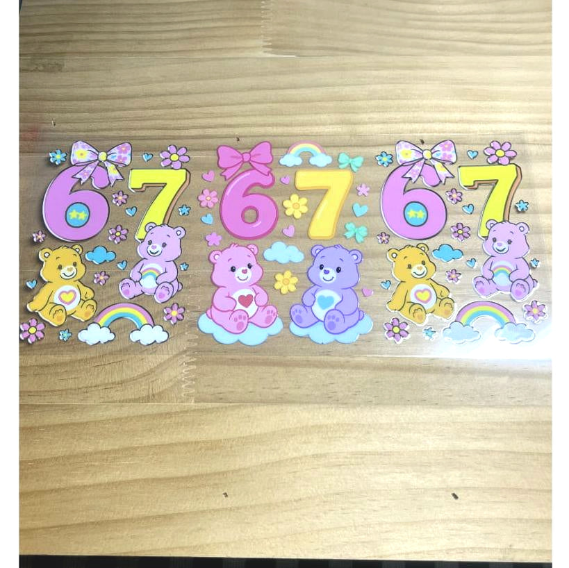 16oz UVDTF Cup Wraps, Cartoon ,67 Care Bears