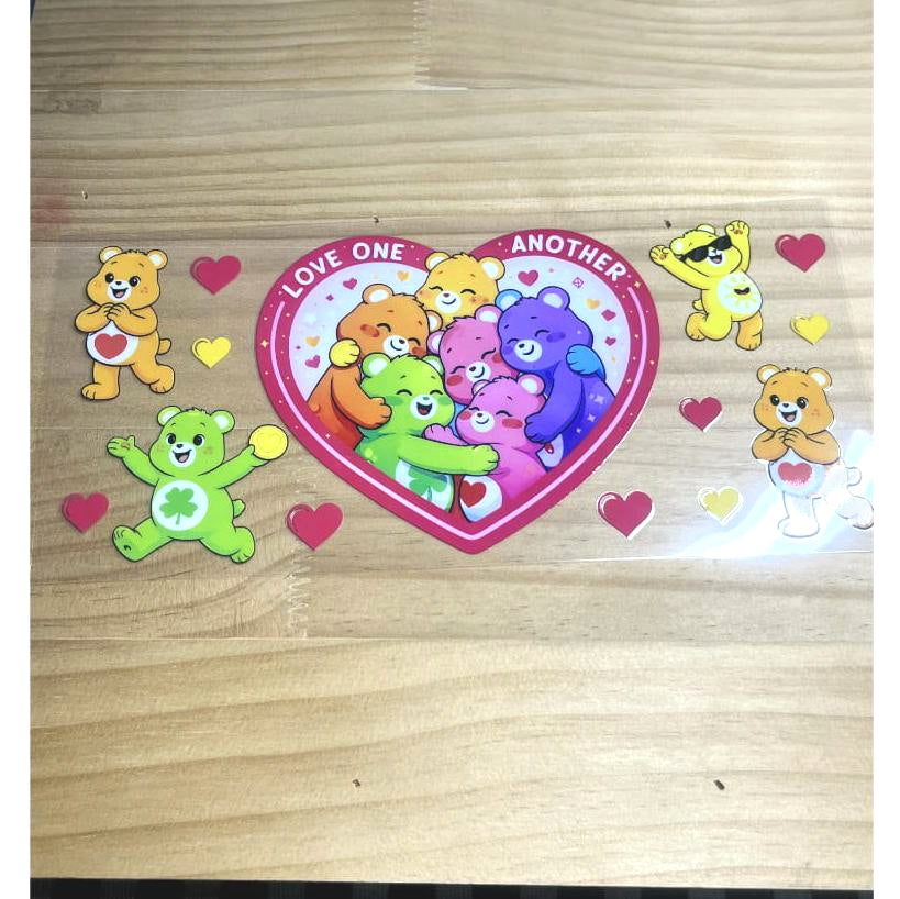 16oz UVDTF Cup Wraps, Cartoon, Care Bears
