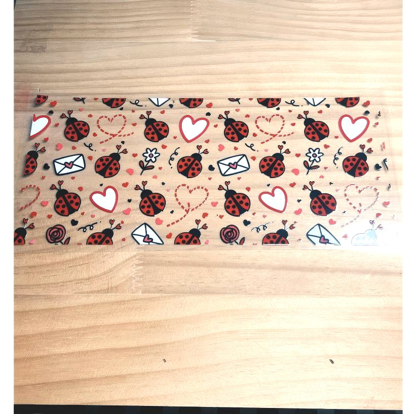 16oz UVDTF Cup Wraps ,Ladybug ,Heart