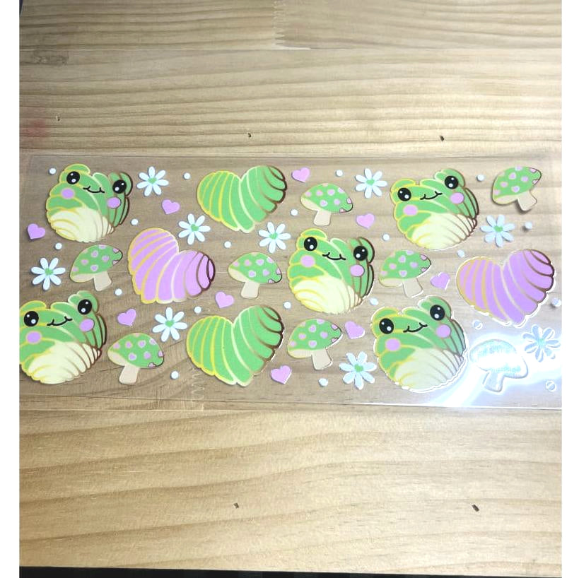 16oz UVDTF Cup Wraps, Cartoon ,Frog ,Heart