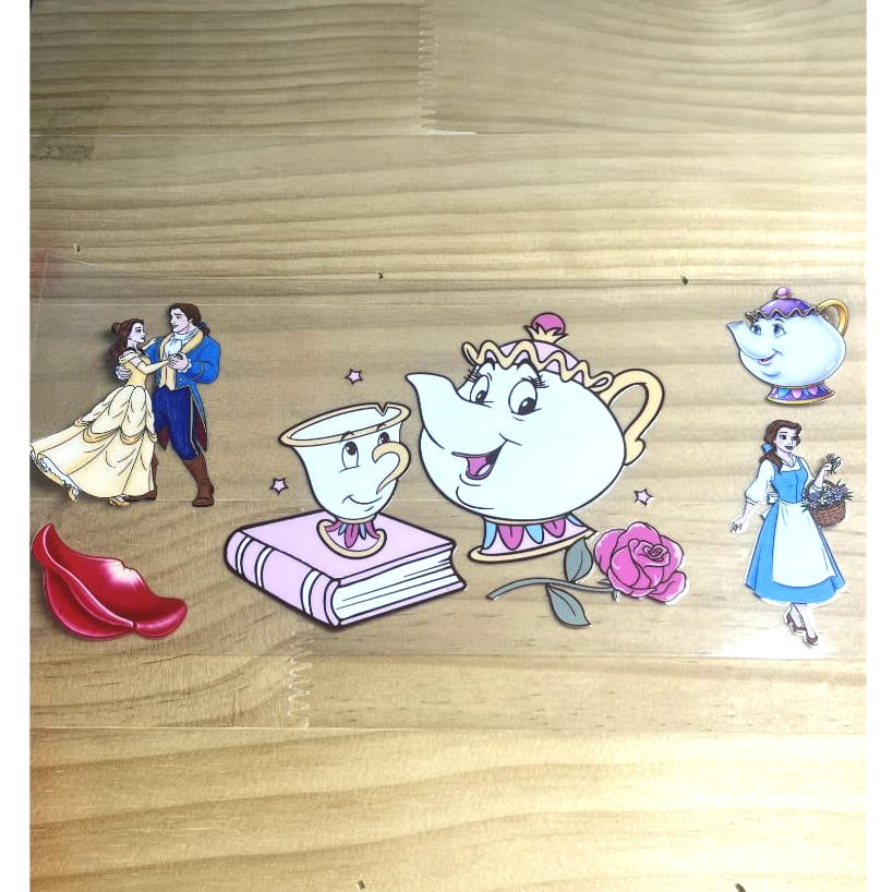 16oz UVDTF Cup Wraps,Cartoon Princess,Belle ,The Beauty and Beast