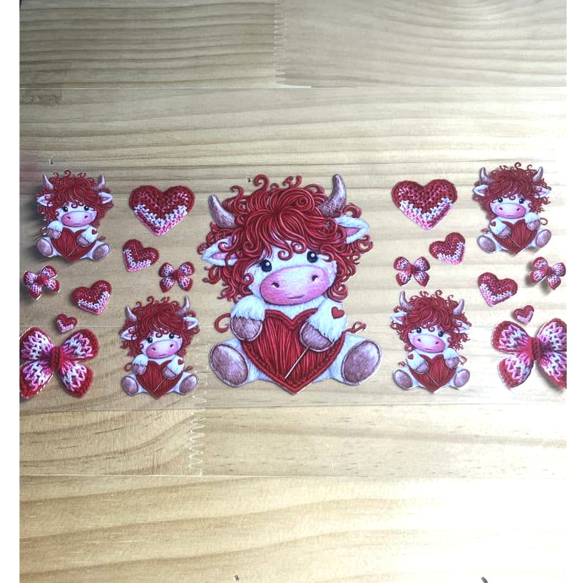 16oz UVDTF Cup Wraps ,Cow ,Heart