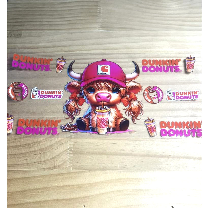16oz UVDTF Cup Wraps ,Dunkin & Donuts Cow
