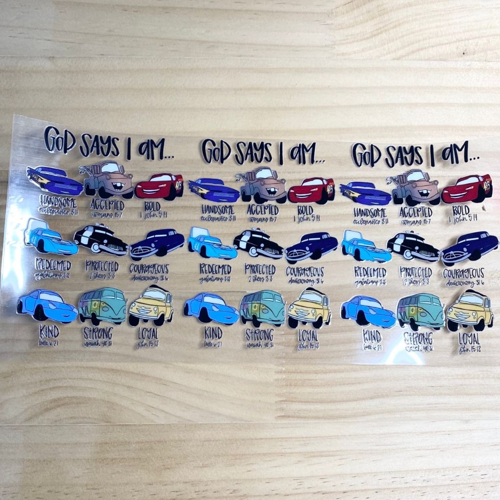 16oz UVDTF Cup Wraps, Cartoon Car