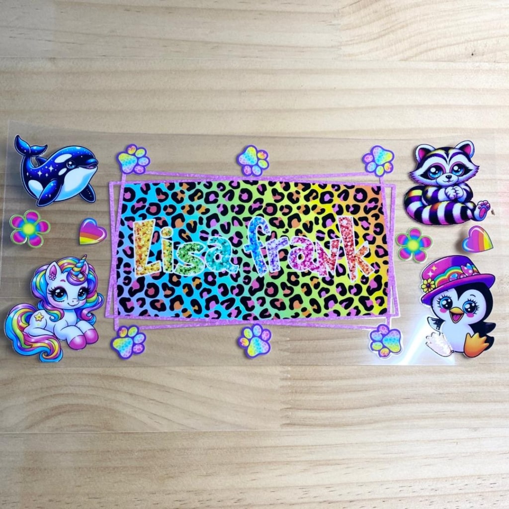 16oz UVDTF Cup Wraps, Lisa Frank