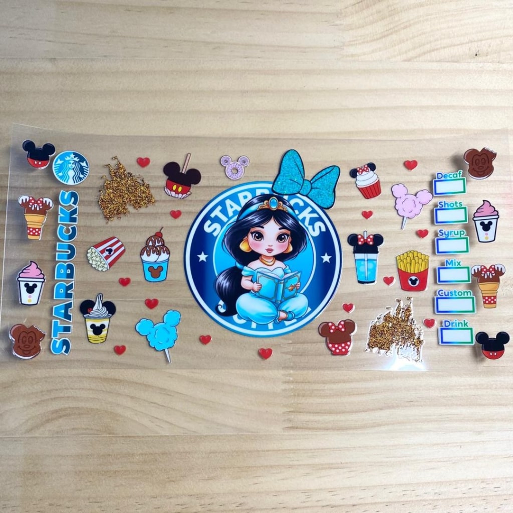 16oz UVDTF Cup Wraps, Jasmin Princess