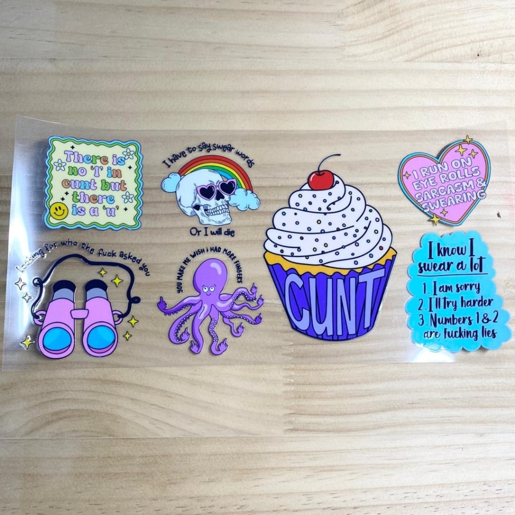 16oz UVDTF Cup Wraps, Words