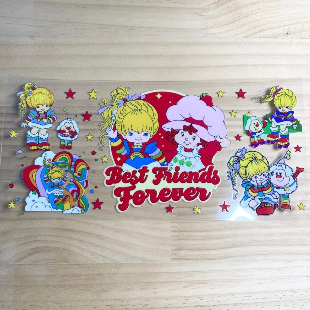 16oz UVDTF Cup Wraps, Rabinbow Brite & Strawberry Shortcake ,Cartoon
