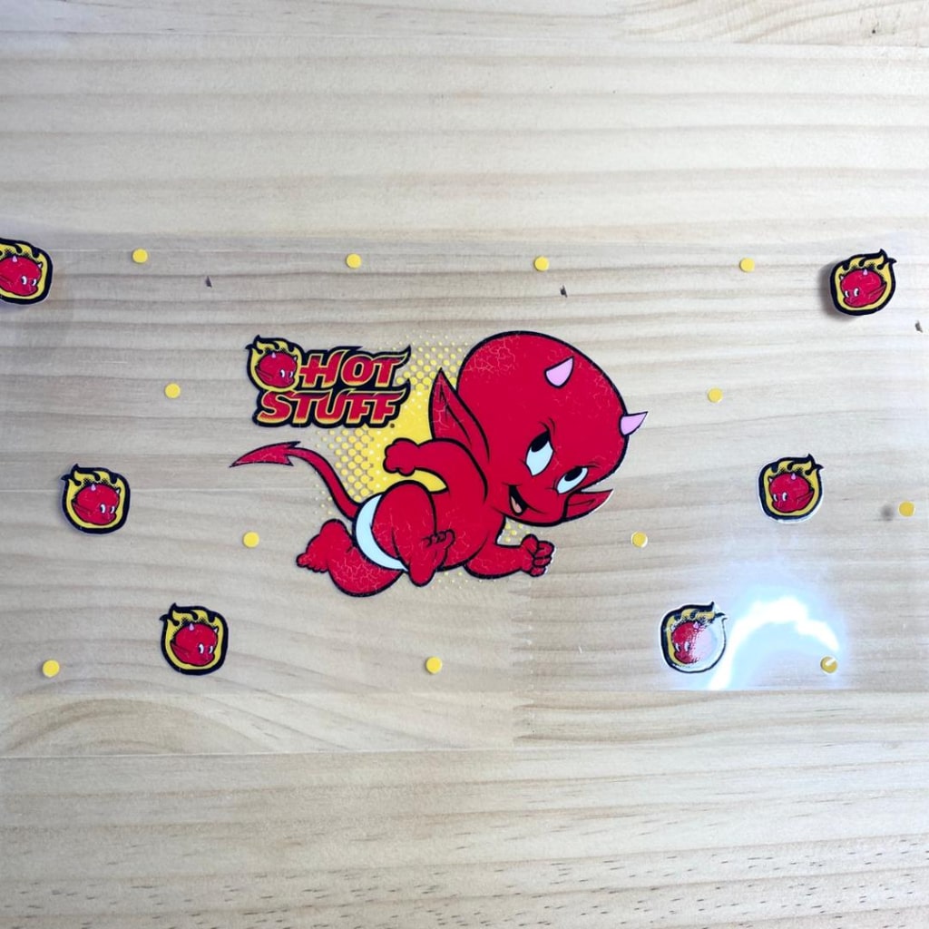 16oz UVDTF Cup Wraps,Hot Stuff ,Cartoon