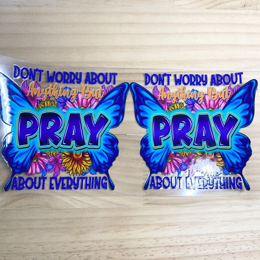 16oz UVDTF Cup Wraps,Butterfly & Pray & Jesus ,Text