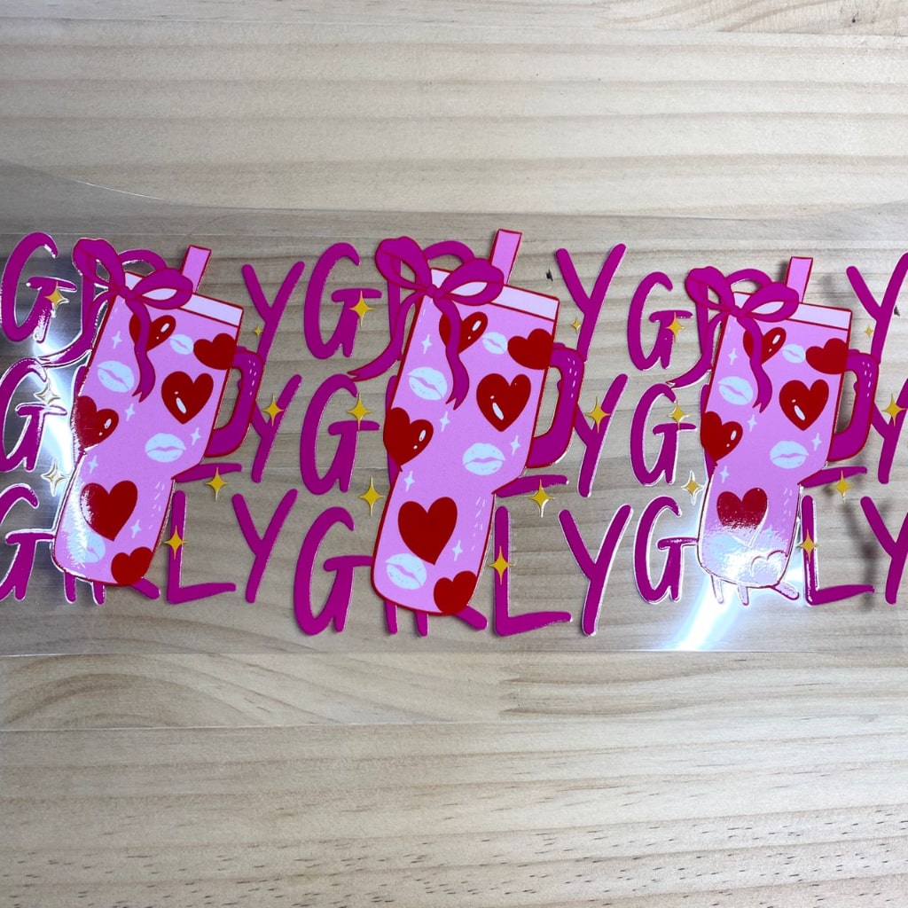 16oz UVDTF Cup Wraps,Drink ,Valentine,Bowknot