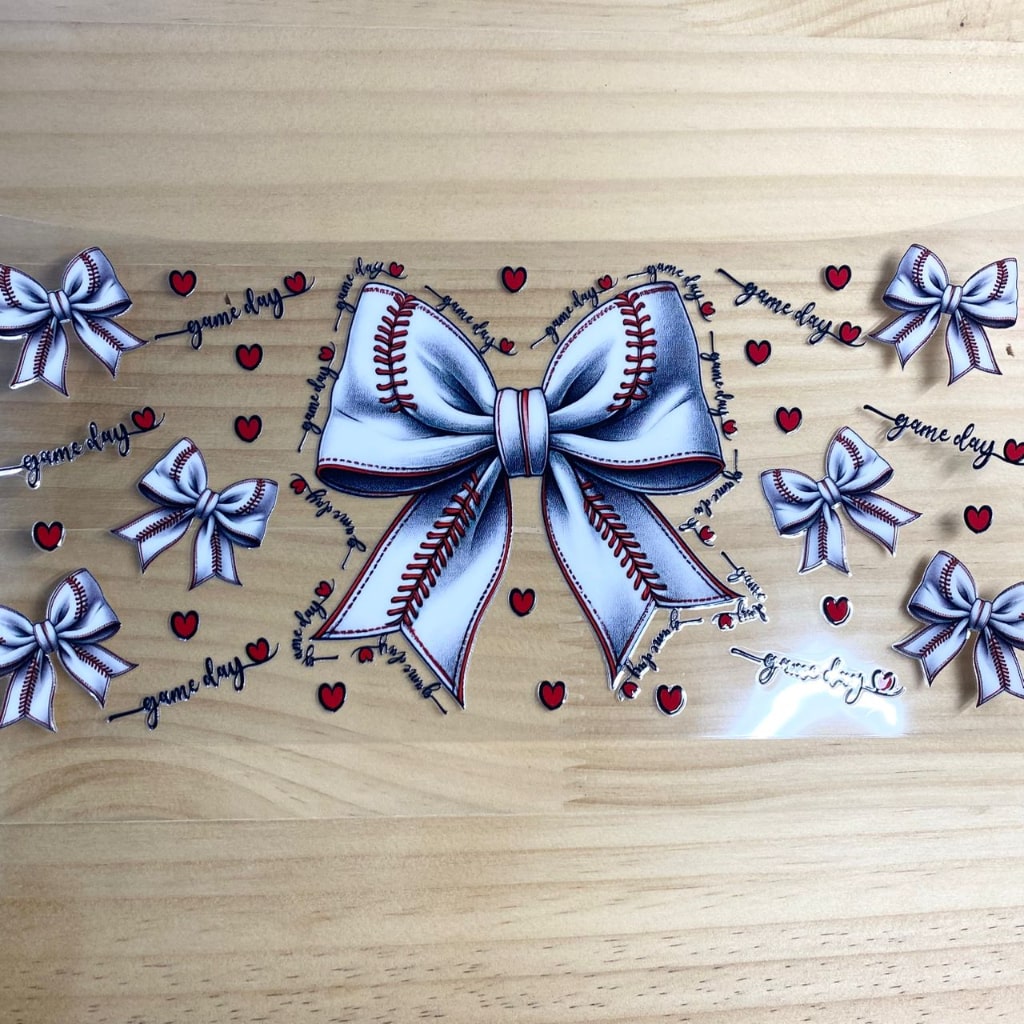 16oz UVDTF Cup Wraps,Bowknot ,Baseball ,Sport