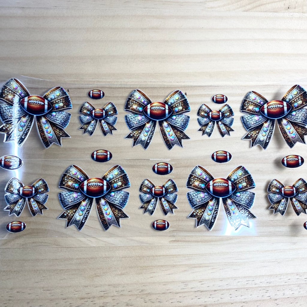 16oz UVDTF Cup Wraps, Football ,Bowtie