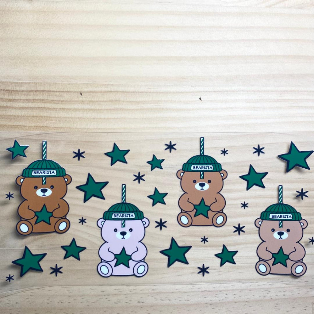 16oz UVDTF Cup Wraps,Starbuck Coffee Bear