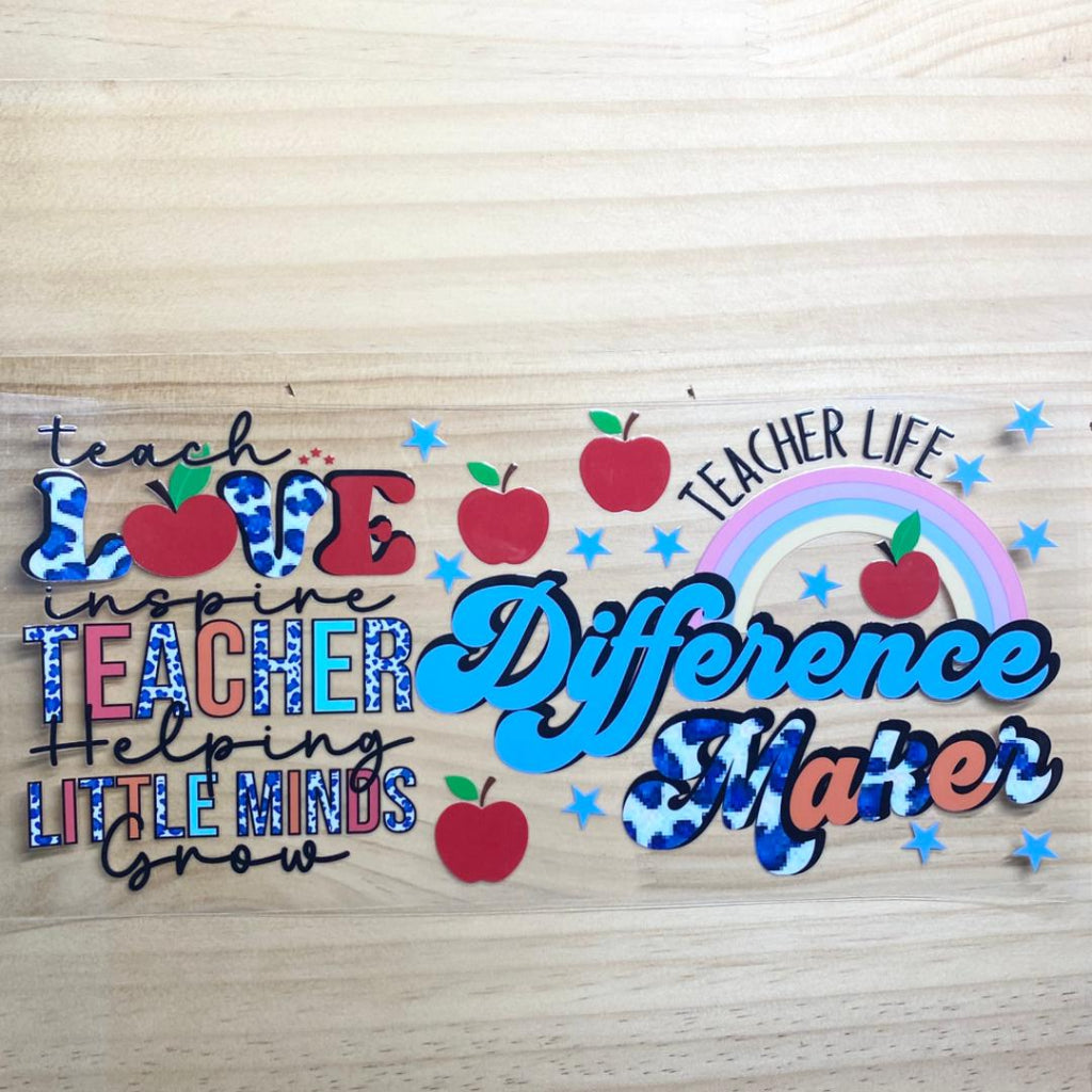 16oz UVDTF Cup Wraps,Teacher & Apple