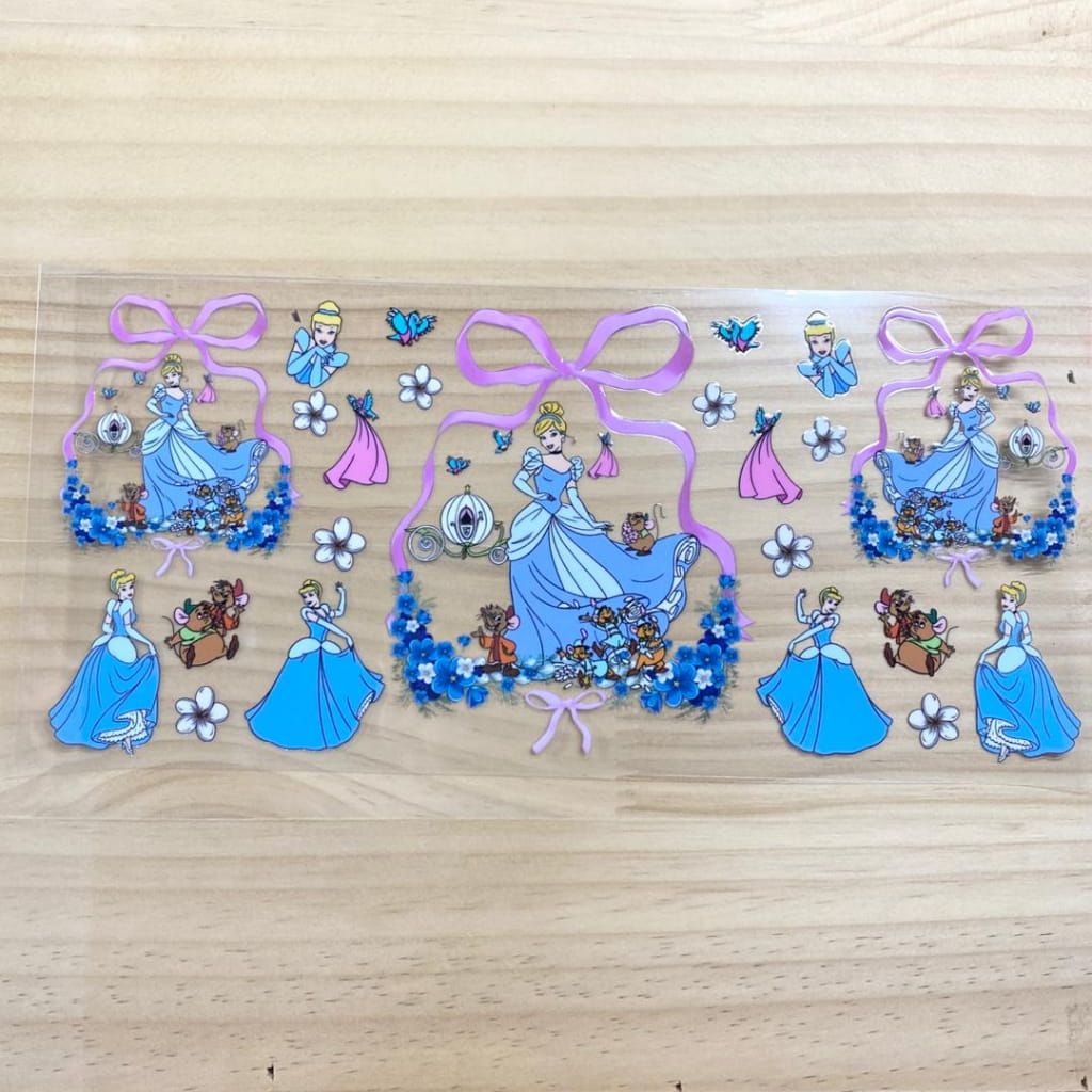 16oz UVDTF Cup Wraps,Cartoon Princess, Cinderella