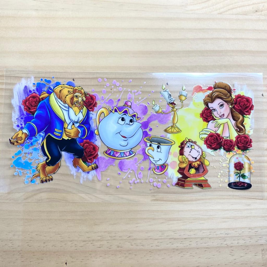 16oz UVDTF Cup Wraps,Cartoon Princess,Belle,The Beauty and Beast