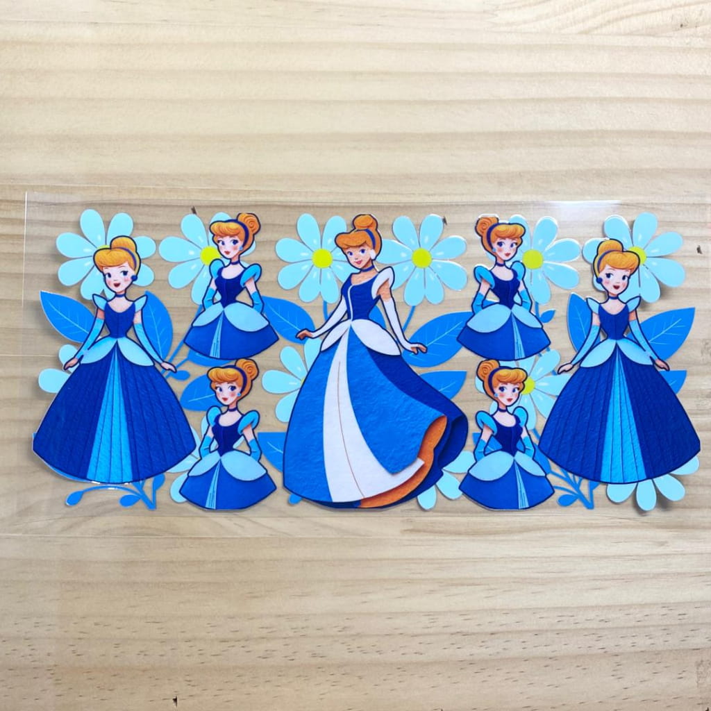 16oz UVDTF Cup Wraps,Cartoon Princess, Cinderella