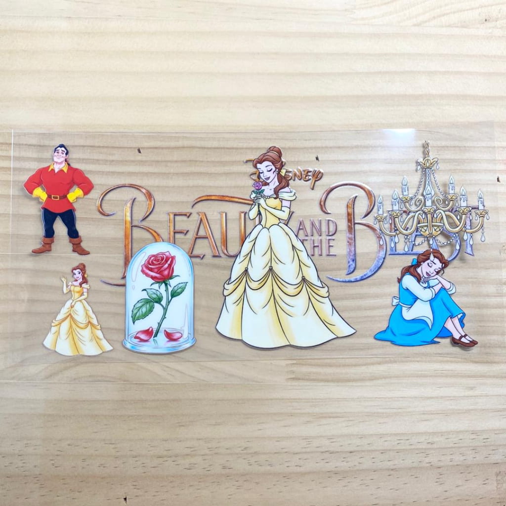 16oz UVDTF Cup Wraps,Cartoon Princess,Belle , The Beauty and Beast