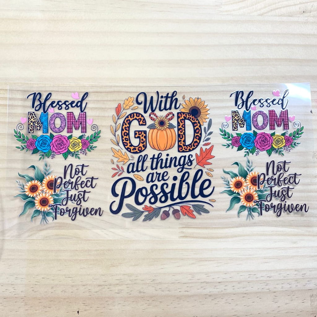 16oz UVDTF Cup Wraps, God & Religion & Faith ,Mom