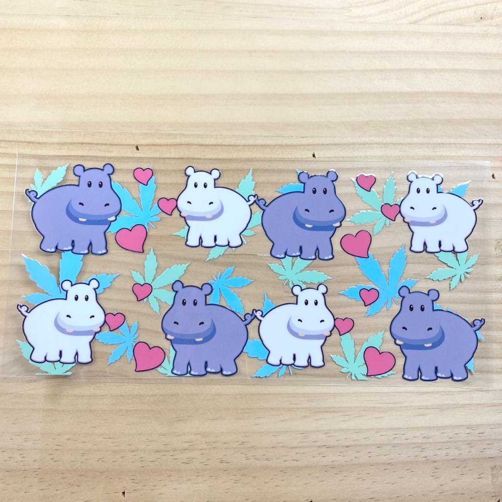 16oz UVDTF Cup Wraps, Animal, Hippo