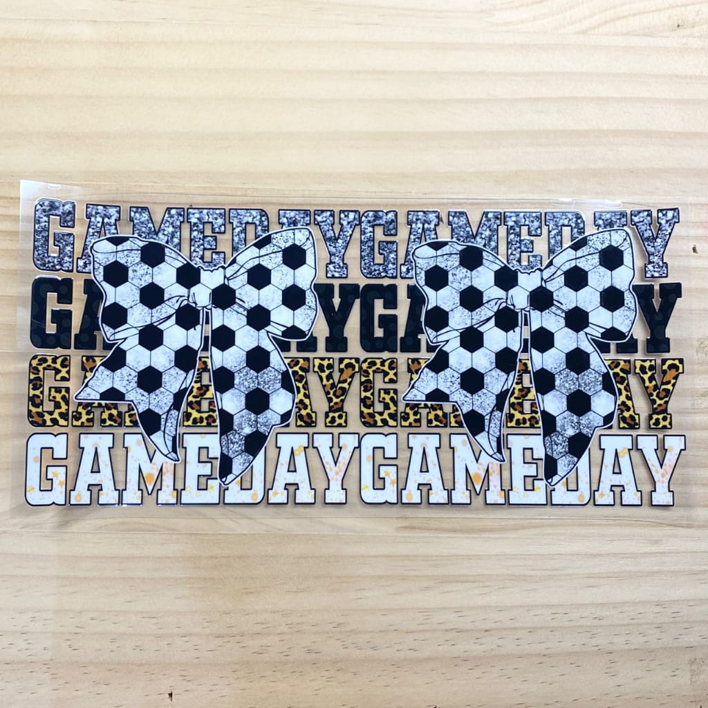 16oz UVDTF Cup Wraps,Soccer Bowknot ,Game Day